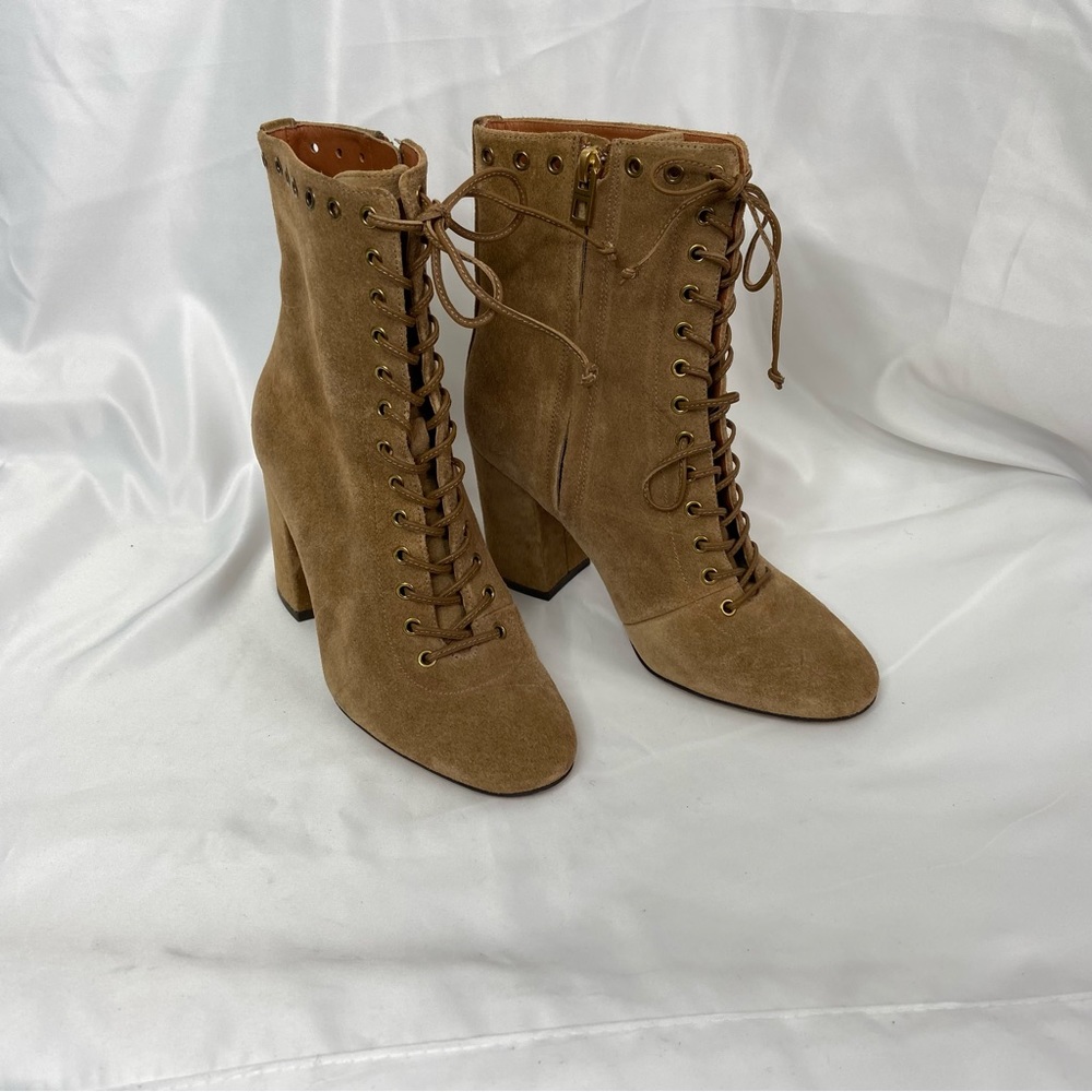 Coach Camel Suede Dean Lace Up Booties - Picture 5 of 10